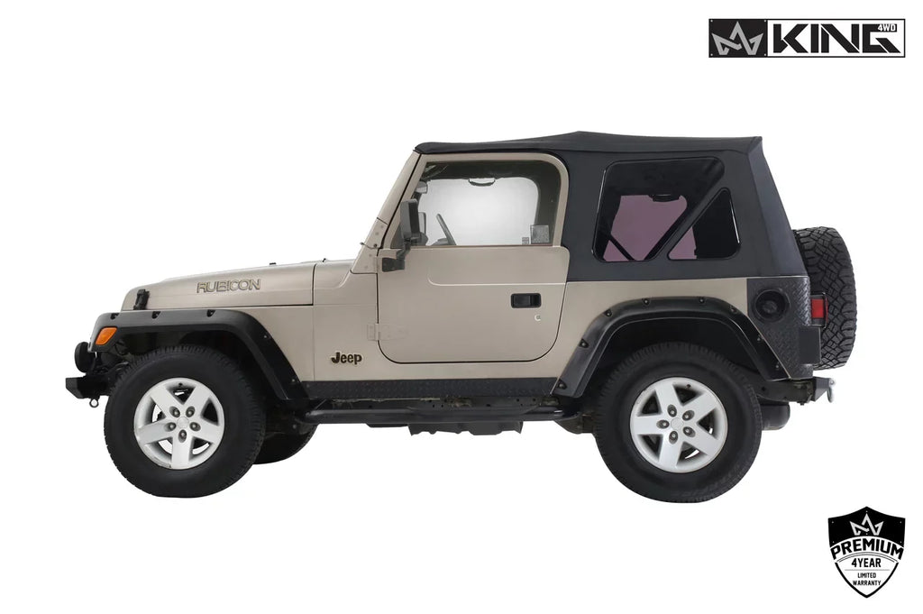 Replacement Premium Jeep Diamond Without Windows Doors Top OVS Fits Upper With King 4WD TJ Soft Tinted 14010235 Wrangler 1997-2006 Black