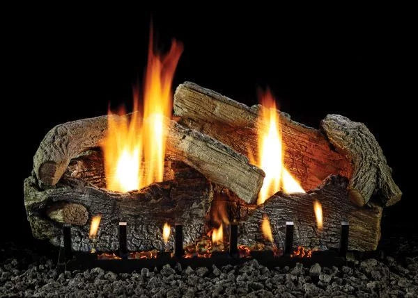 Stacked Logset 30" NG Oak IP Aged VF with Glaze Burner, Slope