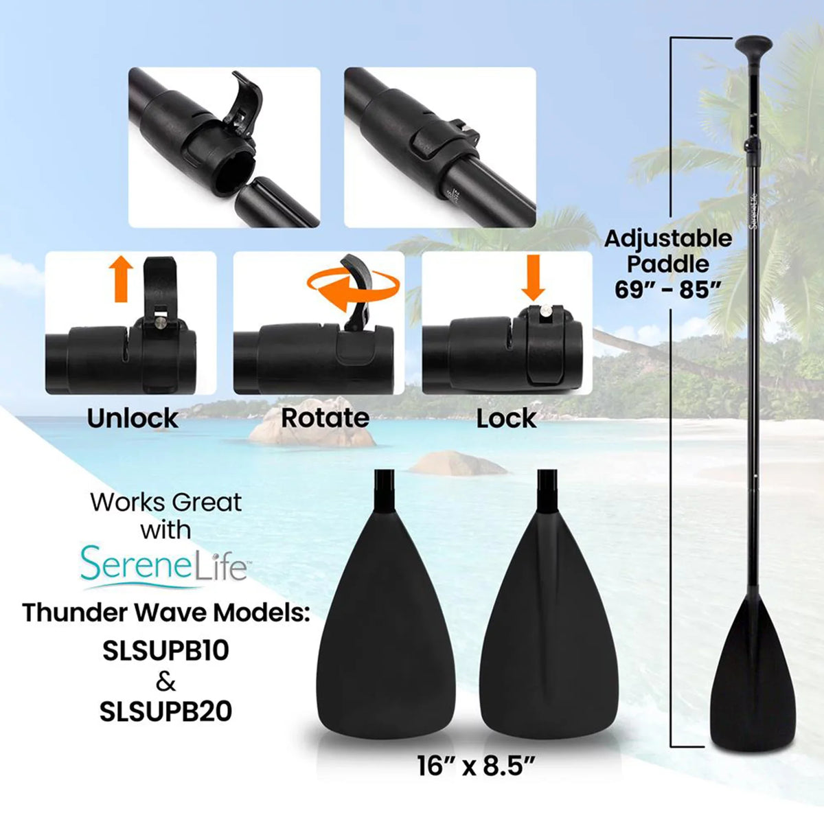Up Oar Adjustable Paddle Stand Height Universal Serenelife with Boards for