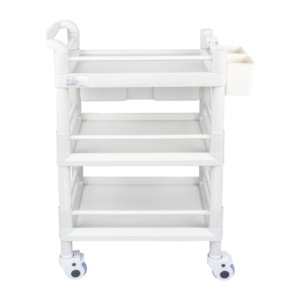 Tier Dirt Wheels 500 Hospital Trolley 3 Heavy for Cart Rolling Medical Dental 360°Rotate with Lbs Buckets Salon Spacious Medical Clinic Cart Duty Trolley Drawers Beauty Mobile Utility