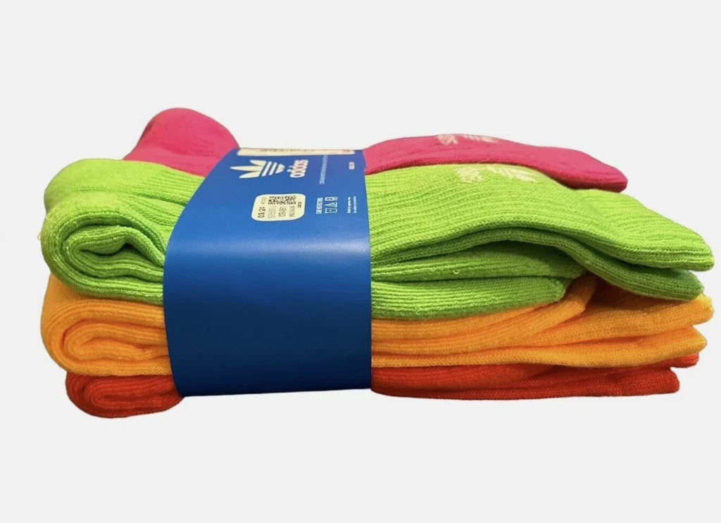 Trefoil Originals Large Multi-colored, 6 Youth Adidas Socks, Pack, Crew