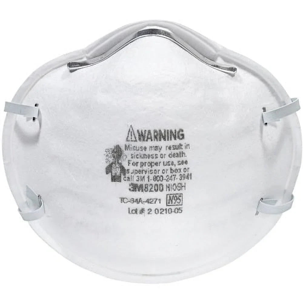 Mold, Lightweight, Allergen Particle Particle, Adjustable 3M / - Clip 8200 Protection Nose Granular Dust, Respirator Mask Pesticide, Stretchable, Disposable, 12 N95 - Carton Airborne