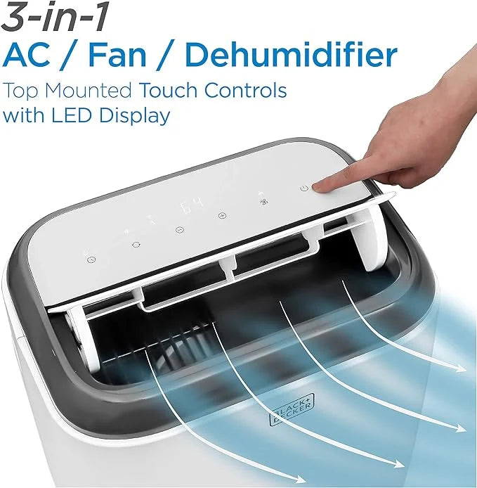 Portable Air BPP05WTB Open BLACK+DECKER White Control - Conditioner 8,000 Box Remote BTU