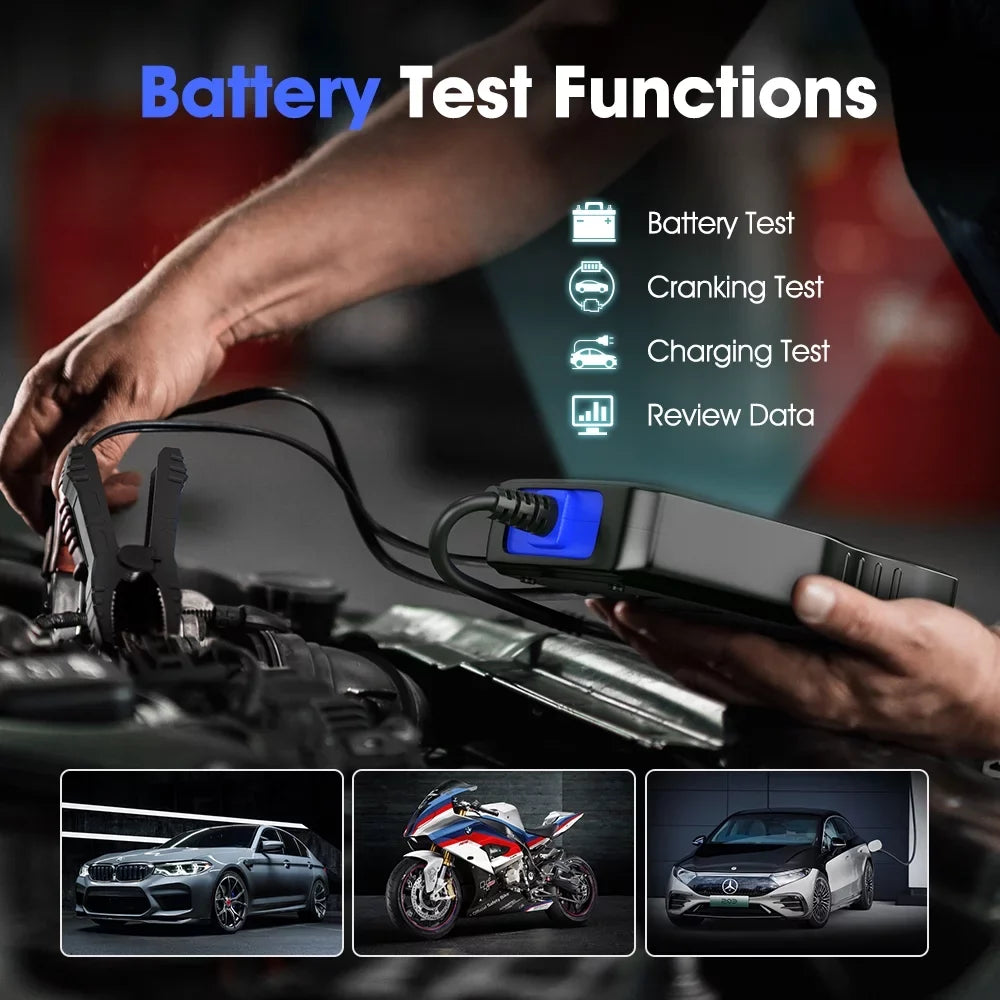 Charging Test Tester Tool Battery Auto Full Reader OBD Battery Scanner PRO in Function Automotive Engine 1 Cranking OM129 OBD2 Test Code OBD2 2 12V EOBD Scanner Analyzer Automotive Diagnostic AUTOPHIX