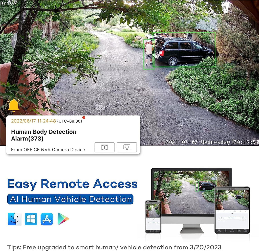 Vehicle PoE 16CH Detection, PoE 4K Camera Human for HDD Security Outdoor 24-7 Business 8MP AI IP Recording, & 16 4TB NVR Channel Surveillance 6MP pre-installed with Cameras, 16pcs ONWOTE System, 4K