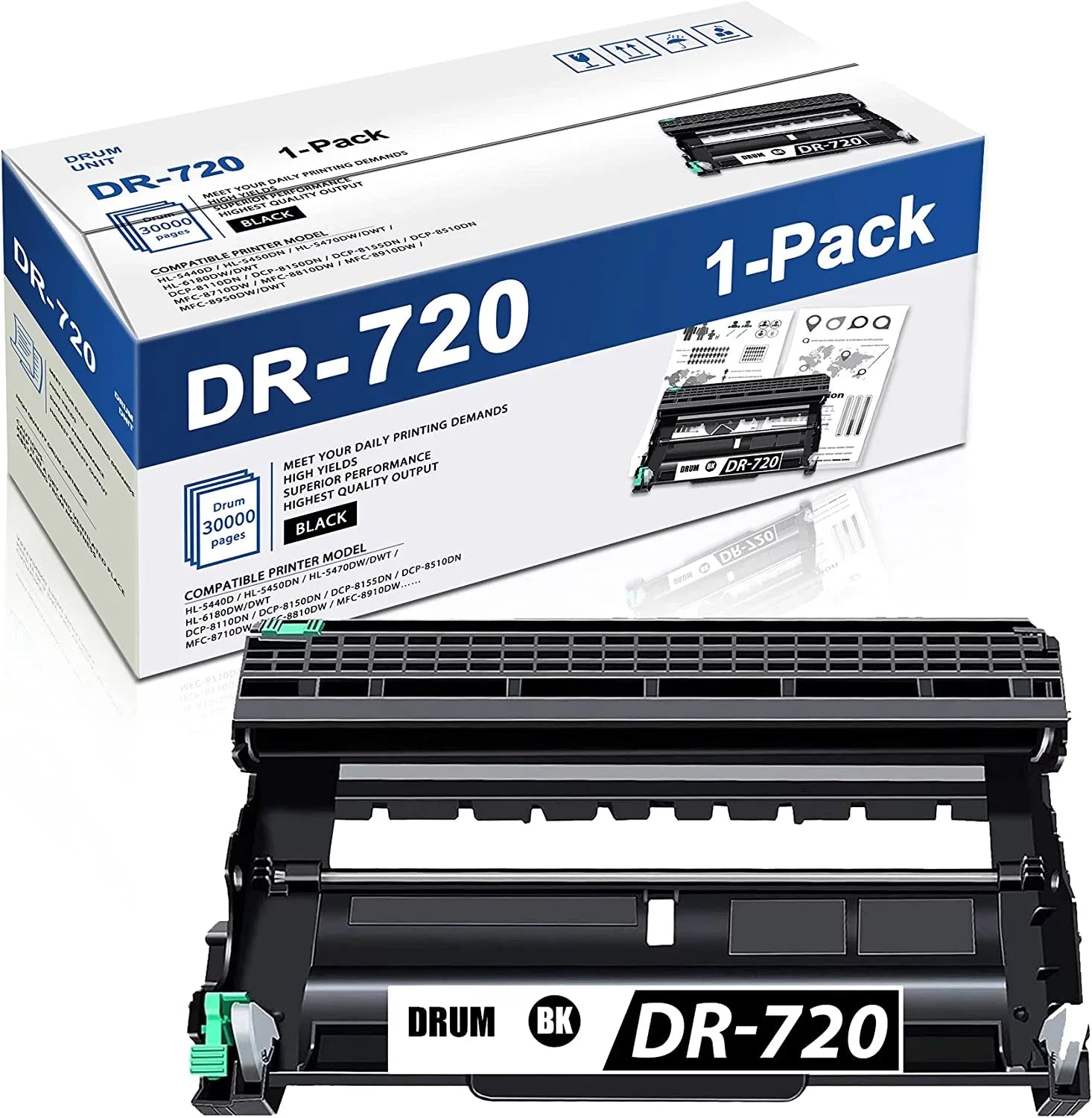 8810DW 8150DN 5470DWDWT MFC8710DW DCP8110DN 8910DW Brother PackBlack 1 Unit Compatible DR720 Drum Printer Included Replacement DR720 for Unit Drum Toner hl5450DN Not