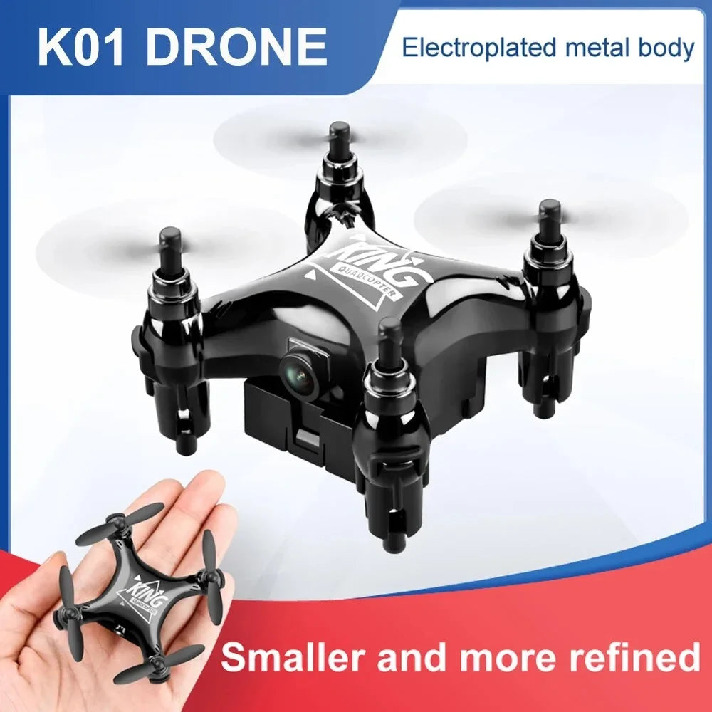 Kids,RC Drones K01 for RC Batteries,Headless Landing Camera With Gift Toys 2pcs Drone Quadcopter Foldable Mini Click Aircraft for Take-off One and Suitable HD and Beginners