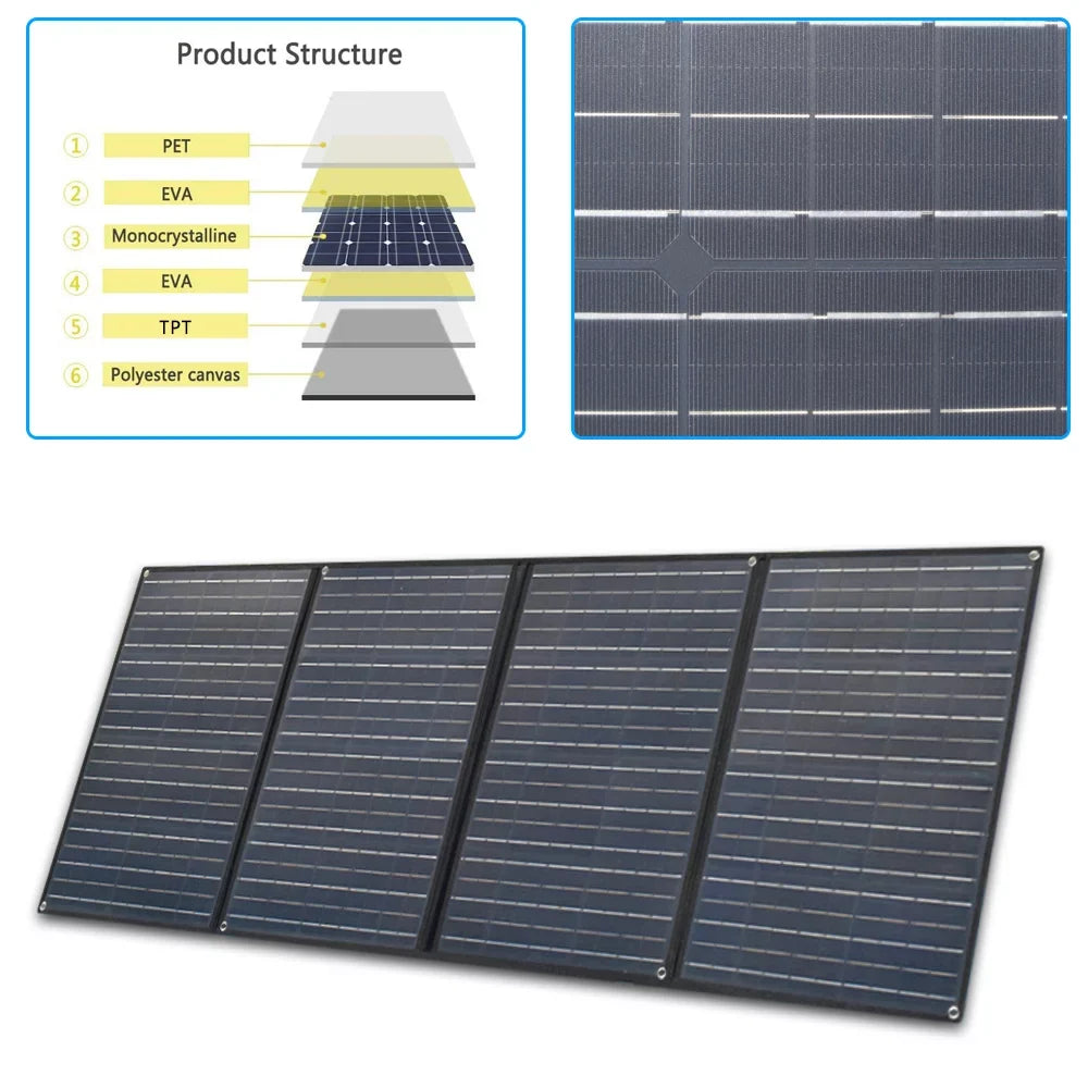 Hiking, Leisure 12v Power Charge Station Outdoor Black Solar Charger XINPUGUANG Camping, for 4 50 watt 20A volt Foldable 200w Kit Solar Controller 12 Battery x Generator Panel
