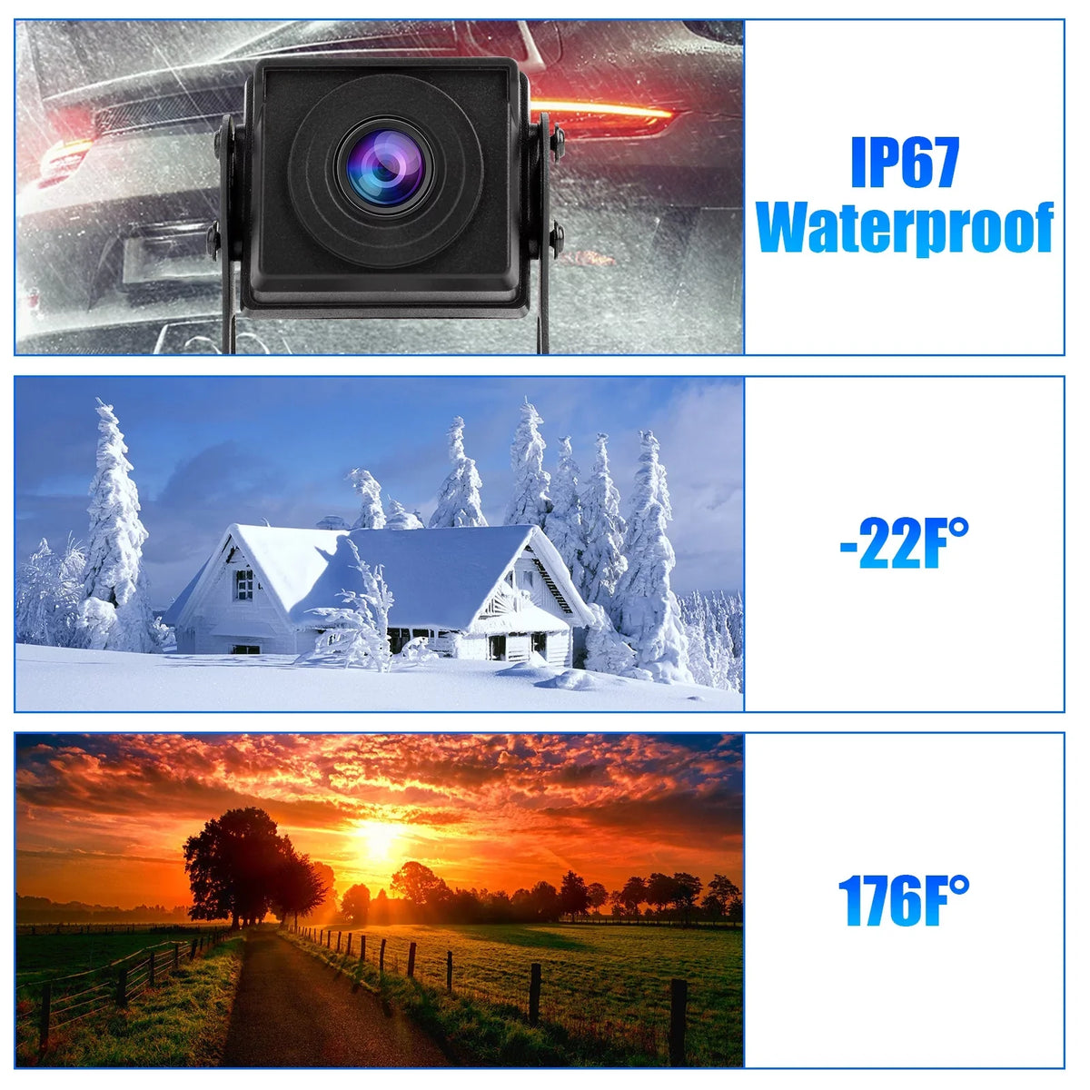 TSV Camera 1080P Backup Monitor Kit, Reverse Monitor Kit View Rear Vision, Camera Night with Waterproof
