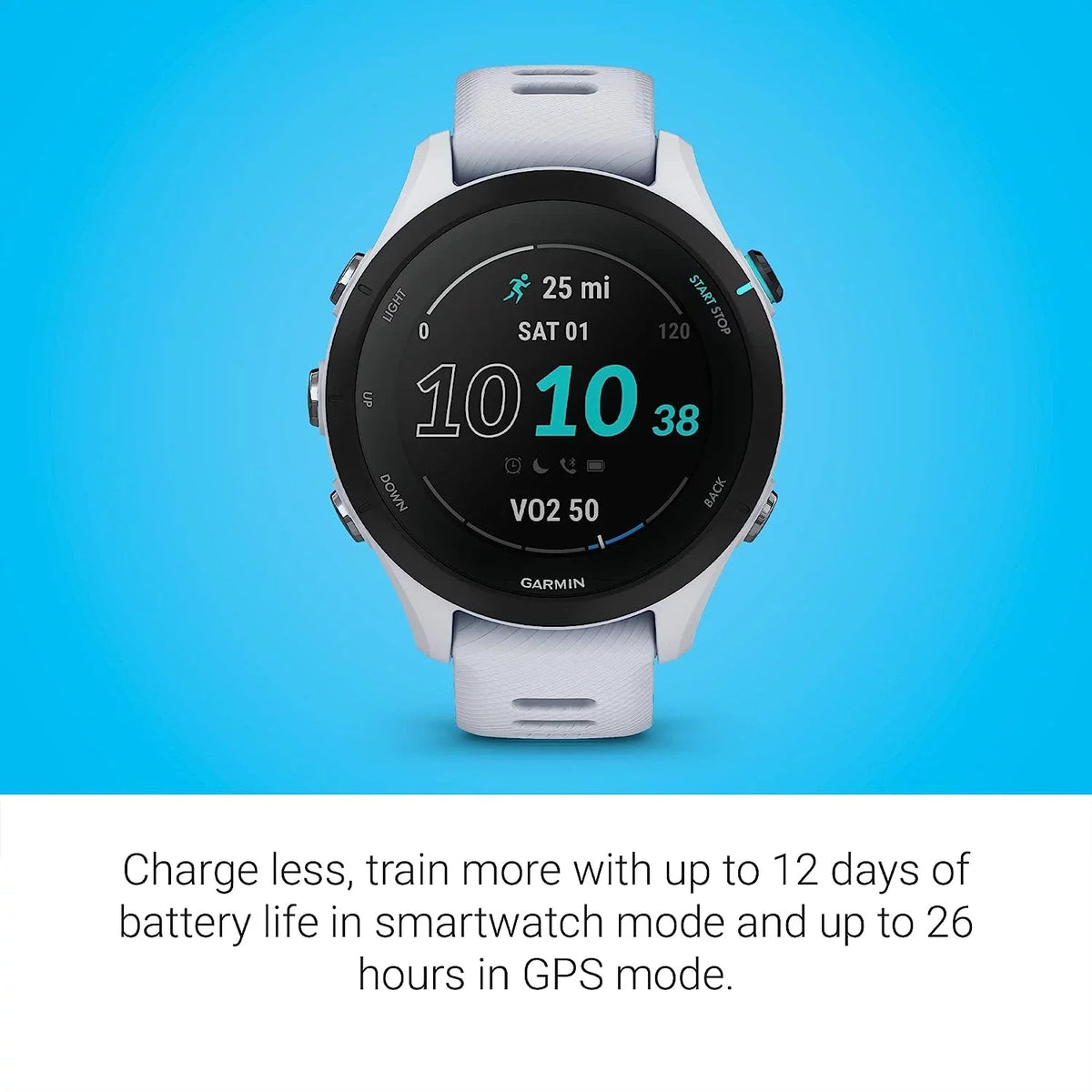 Advanced Running Forerunner 6Ave Battery, Smartwatch Smaller Music, Towel, Travel & Insights, 255S Garmin Workout with Charging Whitestone Kit Long-Lasting Cleaning Base, Music, with GPS