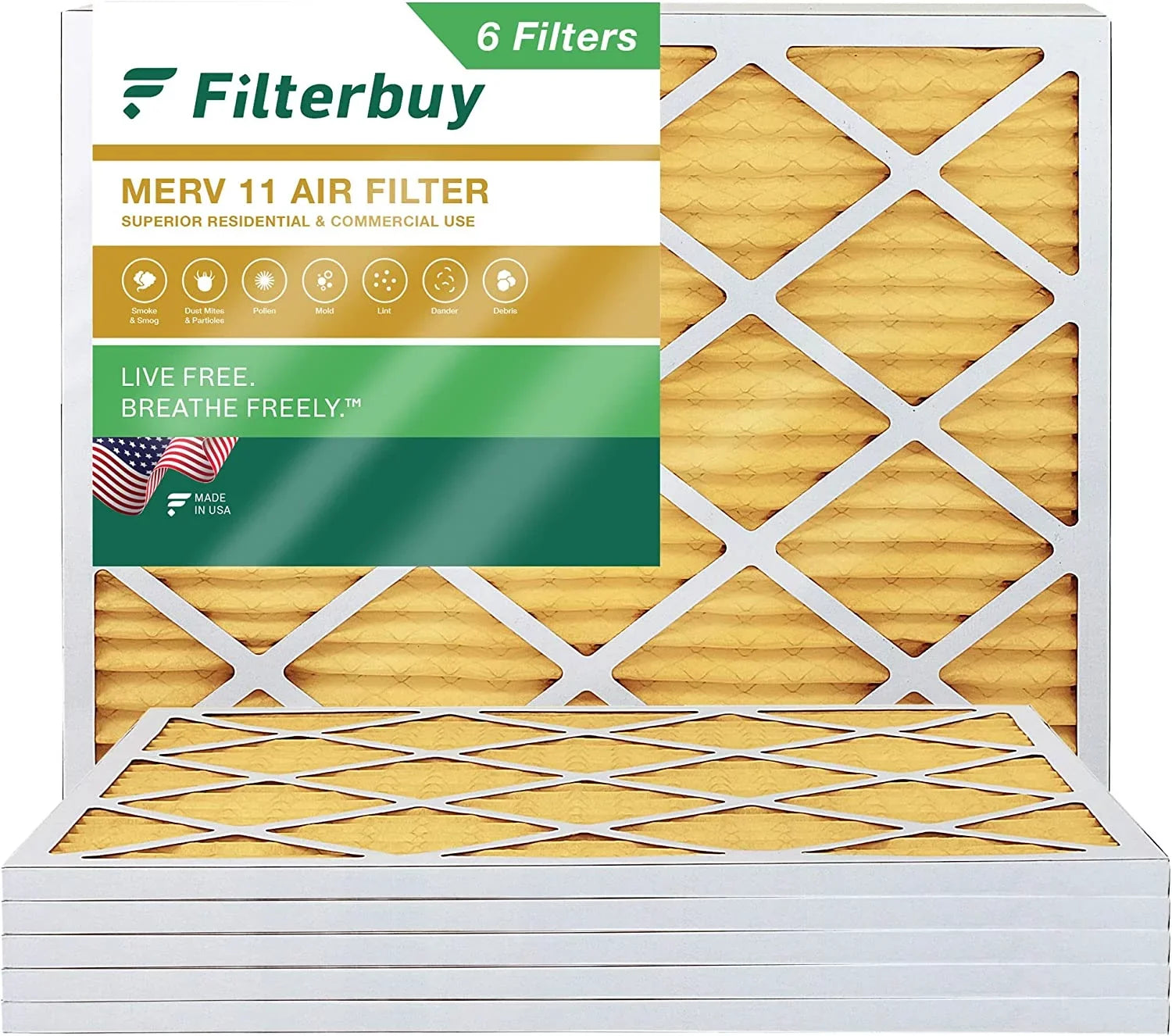 17x20x1 HVAC Filters 11 Filterbuy MERV AC (6-Pack) Pleated Air Furnace