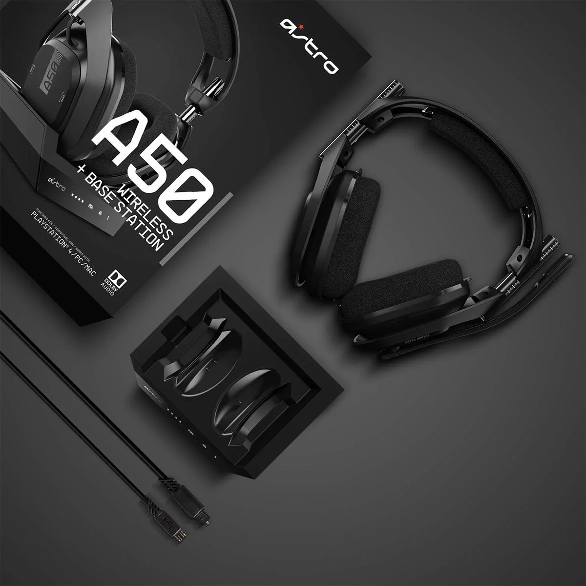 ASTRO Wireless PC, Compatible Pre-Owned Black/Silver A50 Station (Refurbished: Headset Gen PS4, 4 - Mac Like + With Gaming PS5, New) Base