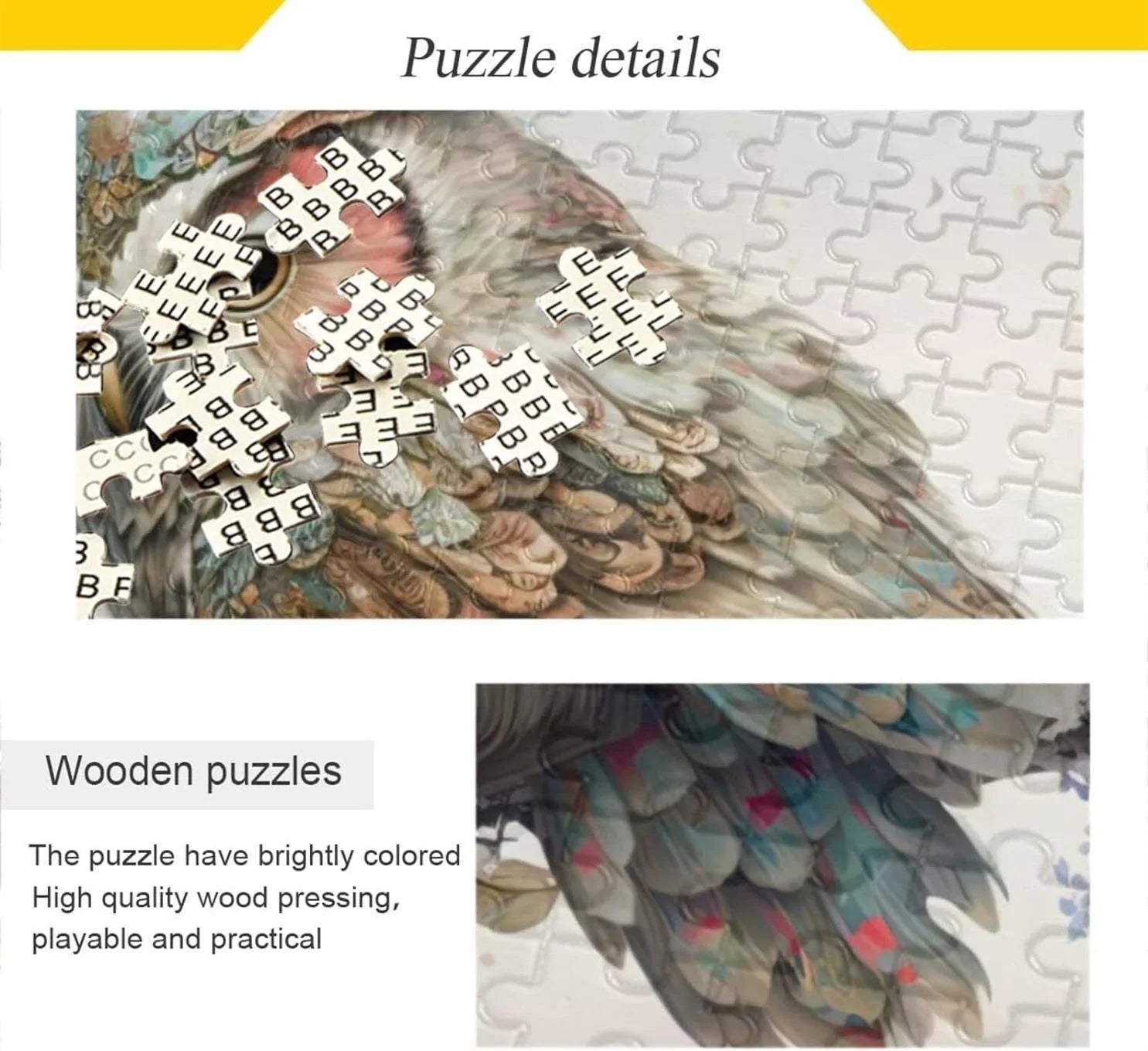 Challenging Family Adults, Fun Parents Floral Wood Composite Friends PCS Storage Game Brain for Art Jigsaw Gift Zigsaw Puzzle Material Kids with Owl 500 Bag, for Paper Exercise Puzzle,