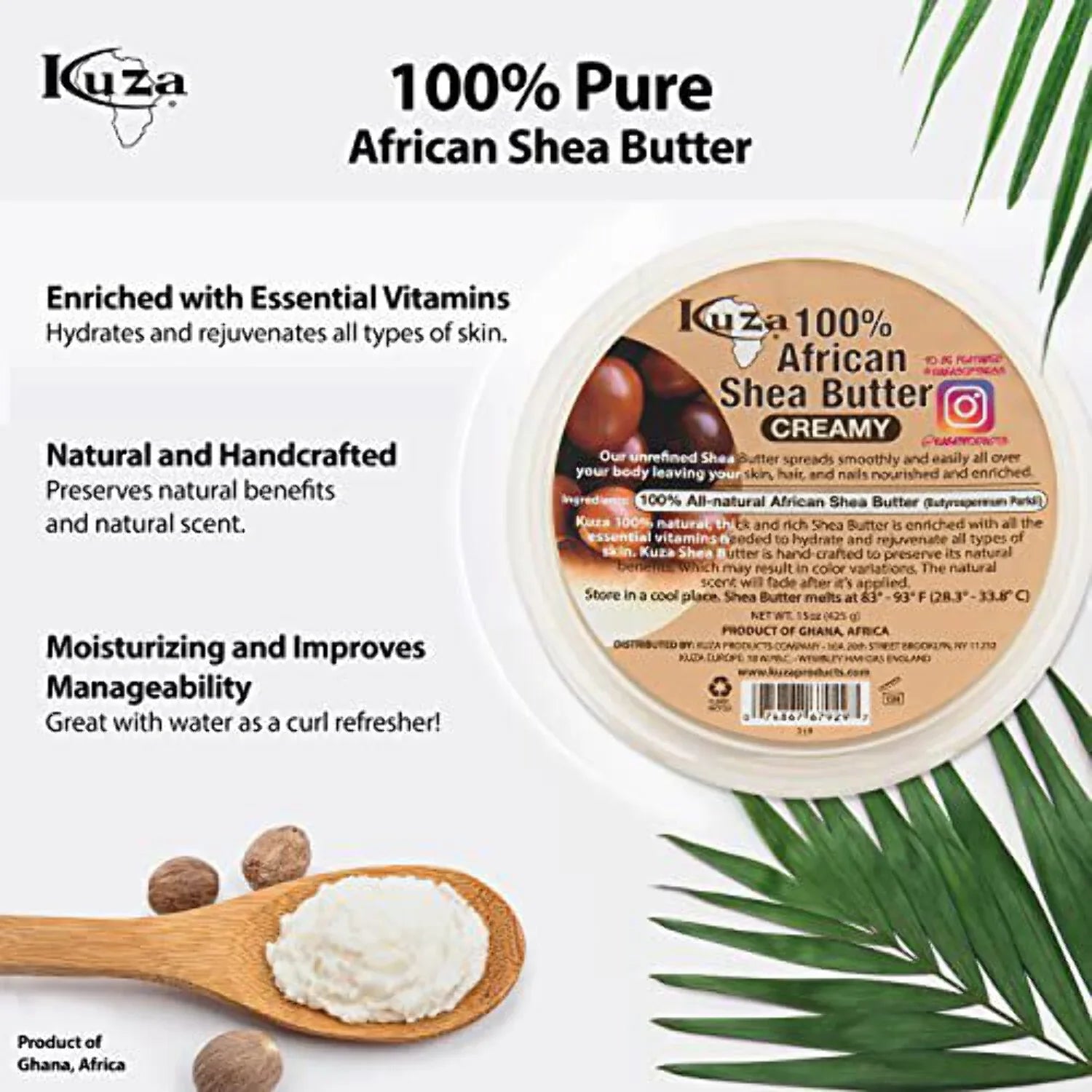 Kuza African Creamy) with Borututu 100% White Shea Pure (22 Ounce, Butter