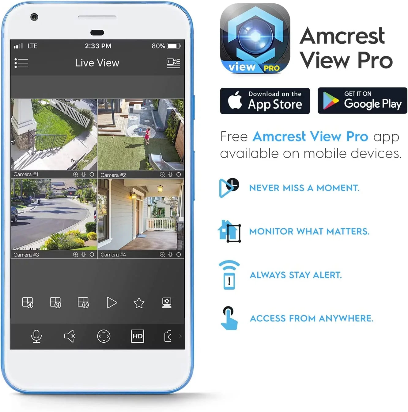 Outdoor 4K Turret 8MP Dual-Lens 2K) POE (2 @25fps, IP (2 x AI 4MP) Camera, Amcrest x Security