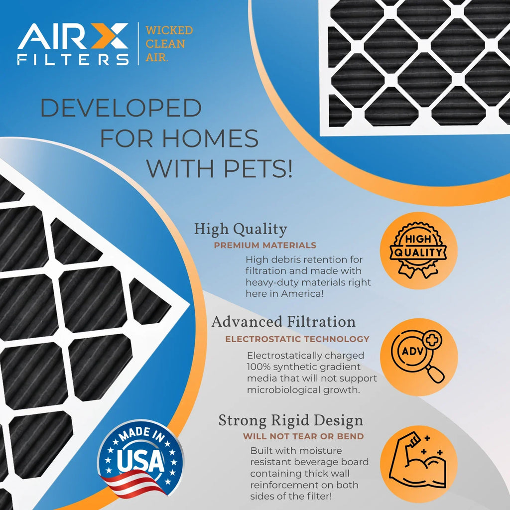 Pack Odor MERV 6 Furnace 5 WICKED MPR FILTERS Air Premium CLEAN by FPR AC Carbon HVAC USA Eliminator Made & AIR. to Filters 12x30x1 700 12x30x1 Comparable Filter AIRX Filter 8