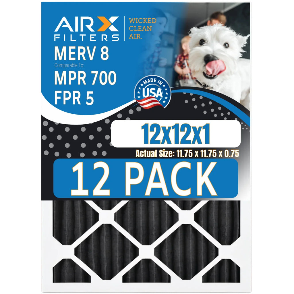 Odor Filters Retention CLEAN Air Furnace Made AIR. Rating, FILTERS 5, 12 12x12x1 Pet MERV Filters WICKED 700, to USA Pack by 8 MPR AIRX of Filter FPR Comparable in -