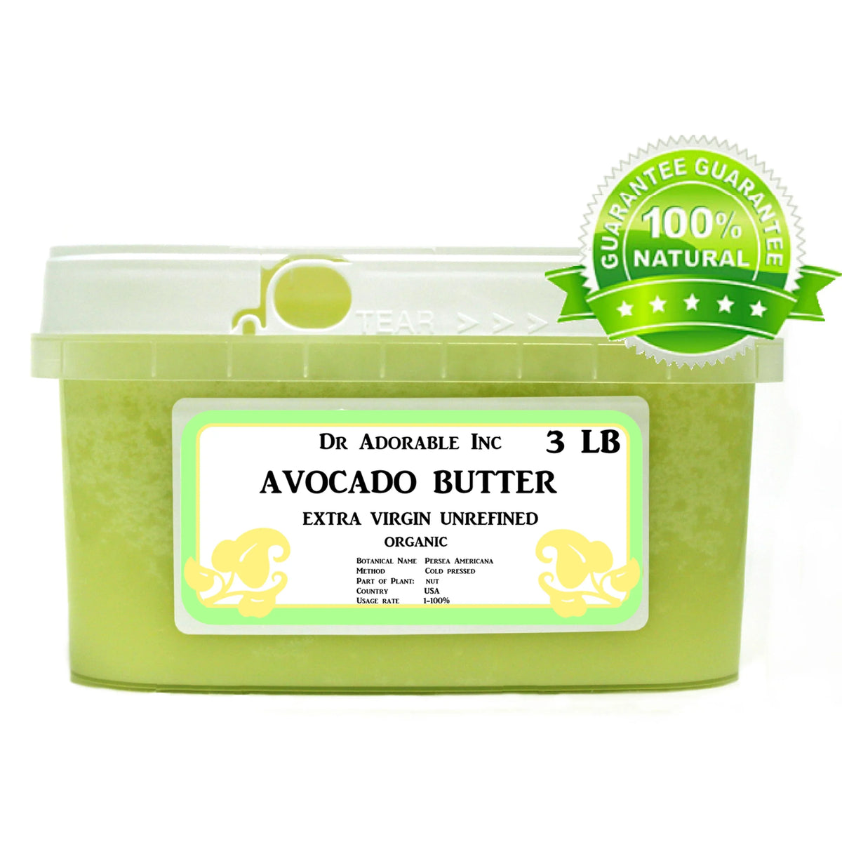 Fresh Avocado Unrefined LB 3 Natural Butter - Dr.Adorable Virgin Organic Extra