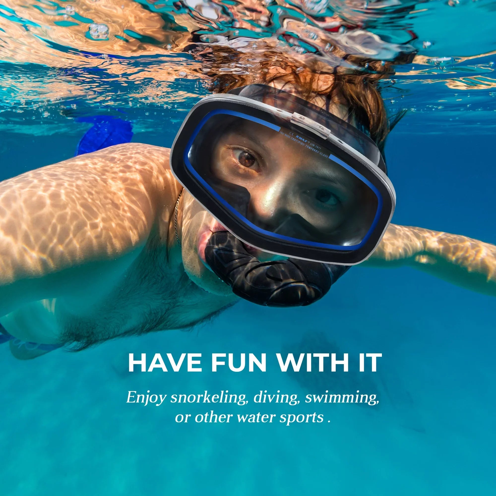 for Diving Tempered Snorkeling Glass - Mask Mask Molding and Hanway Mask-Blue – Goggles Adjustable Adva Silicone – Swimming Professional Snorkel Buckle Diving Scuba