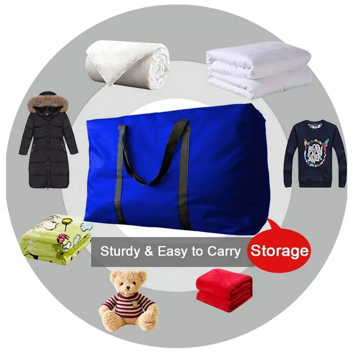 Bags, Supplies, Strong Heavy Packing Sherry Large Duty Handles Blue（4 & to Extra Moving Bags Zippers，Alternative Pack） & Storage Backpack Straps Boxes, Moving Moving