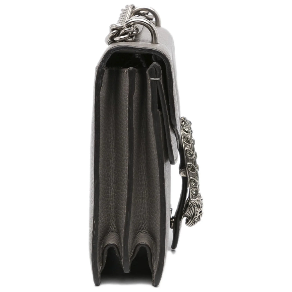 Unisex Pre-Owned Gray Dionysus Authenticated Bag (Good) Leather Small Shoulder Gucci Calf