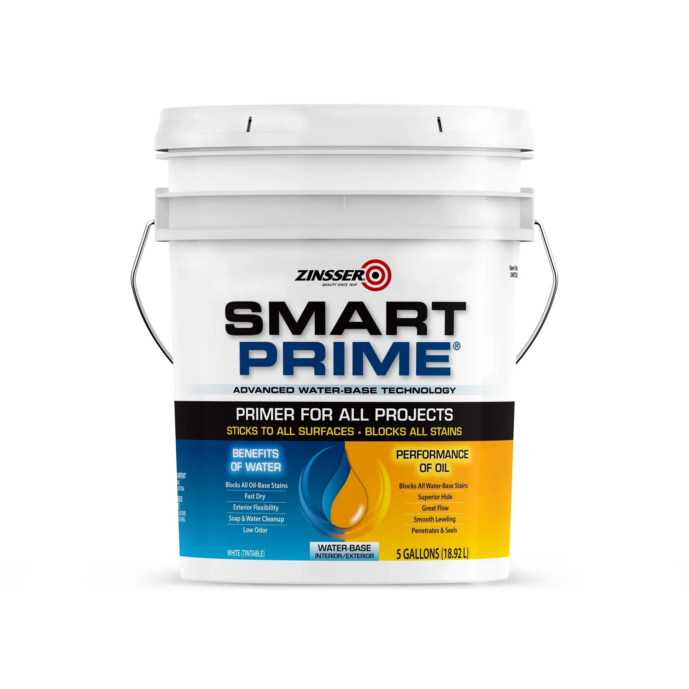 White, 1 Smart Zinsser 249728, Prime Flat Gallon- Water-Based Universal Pack 5 Primer-