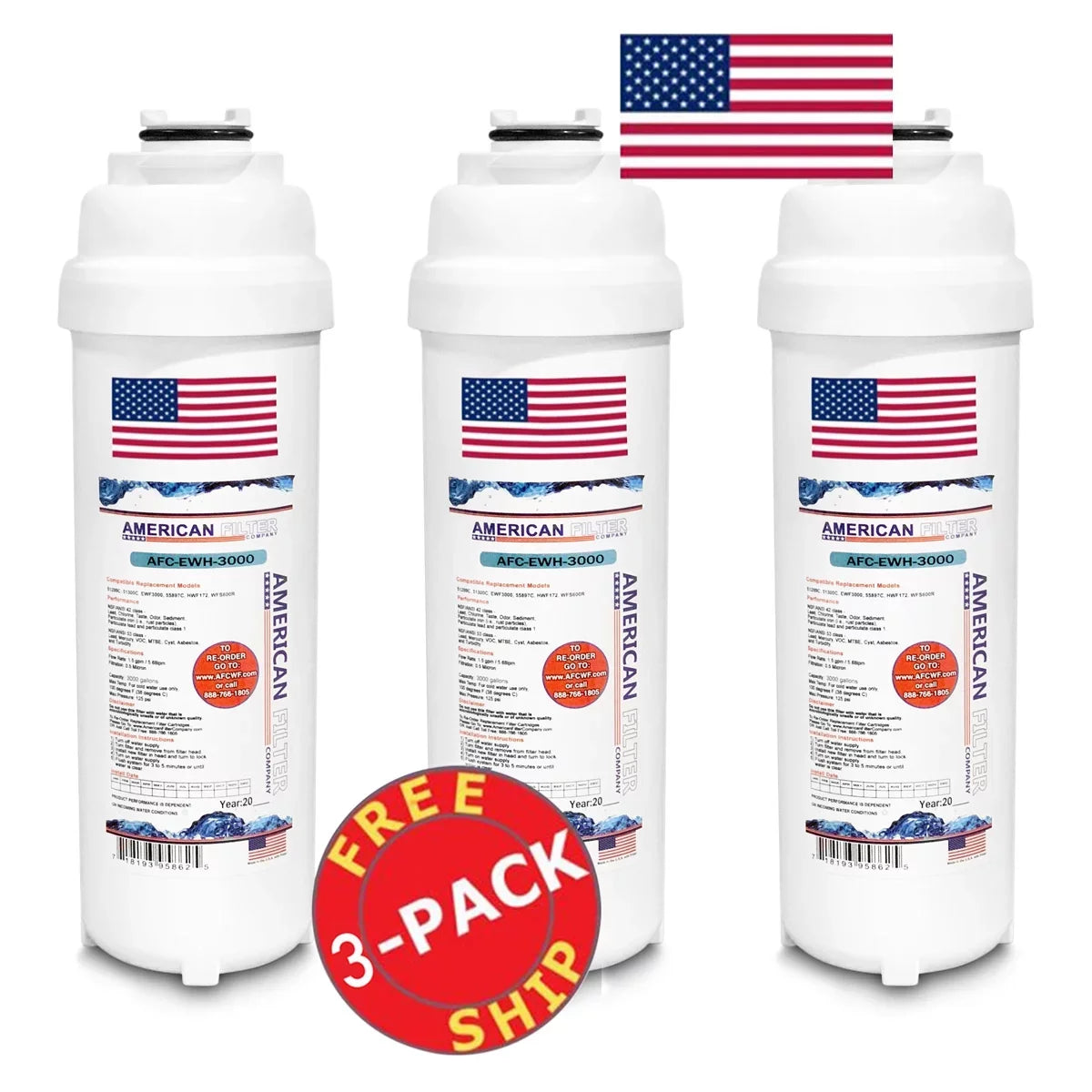 Water Pack - , AFC-EWH-3000 LZSTL8WSVRLK Made Compatible WaterSentry® with in # Brand , 3 AFC , U.S.A. Model Filters -