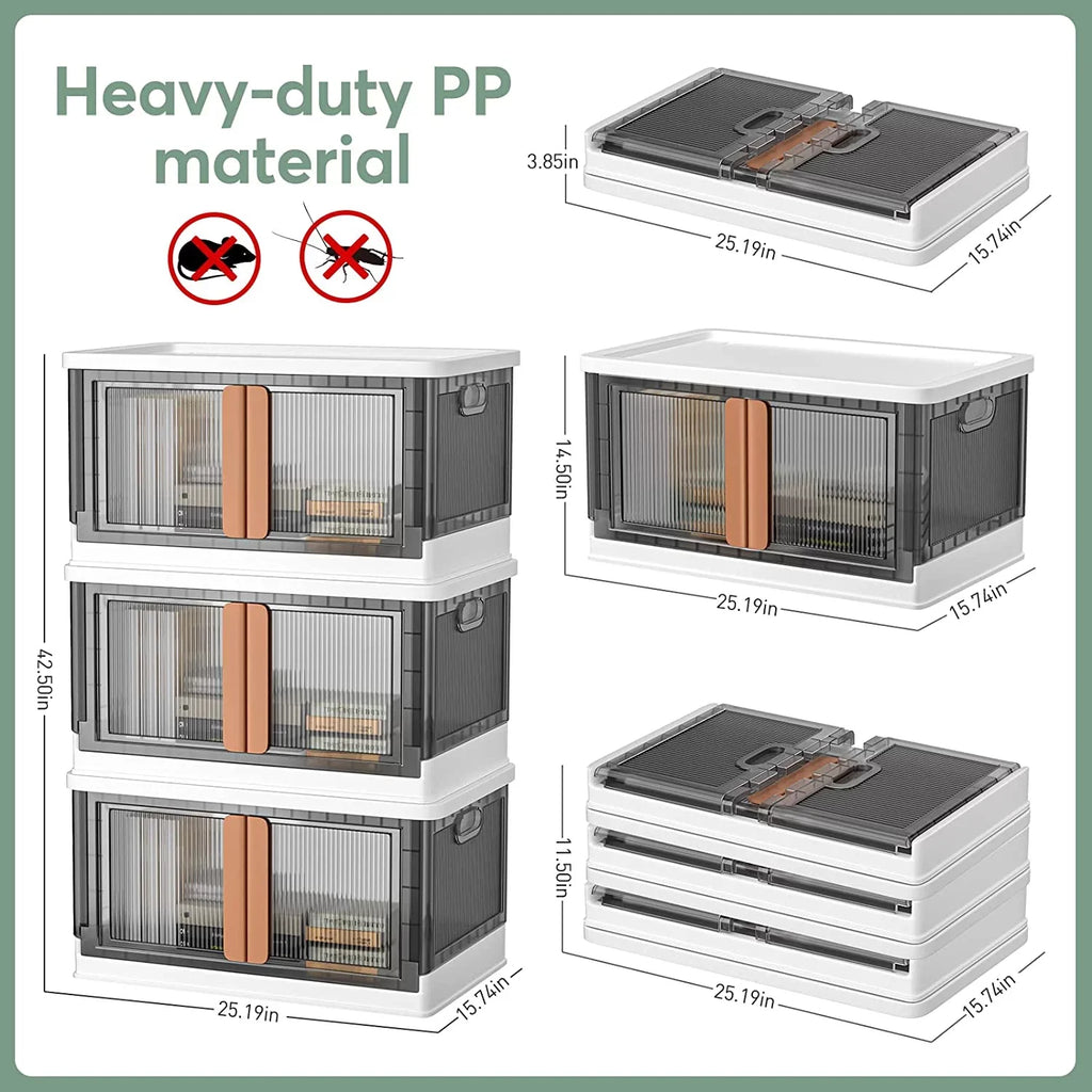 RV, office(3Packs) lids-76Quart storage for Storage bins,plastic storage storage drawers containers，Durable with bins kitchen, foldable hall, bedroom, large stackable