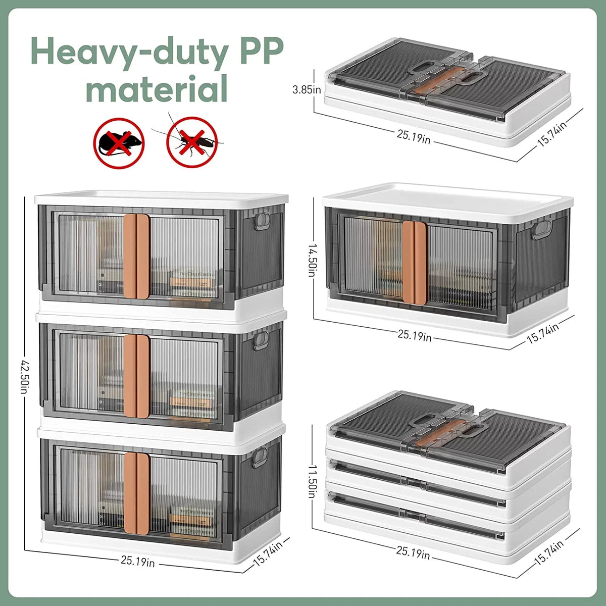 RV, office(3Packs) lids-76Quart storage for Storage bins,plastic storage storage drawers containers，Durable with bins kitchen, foldable hall, bedroom, large stackable