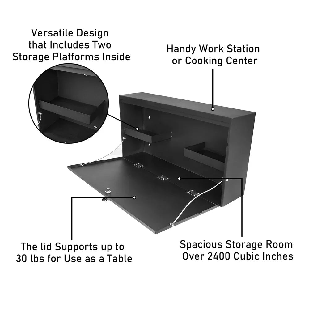 Road Hooke Bronco Box Ford Storage Folding Fit Table Tailgate Lockable Steel 2021-2023 Black
