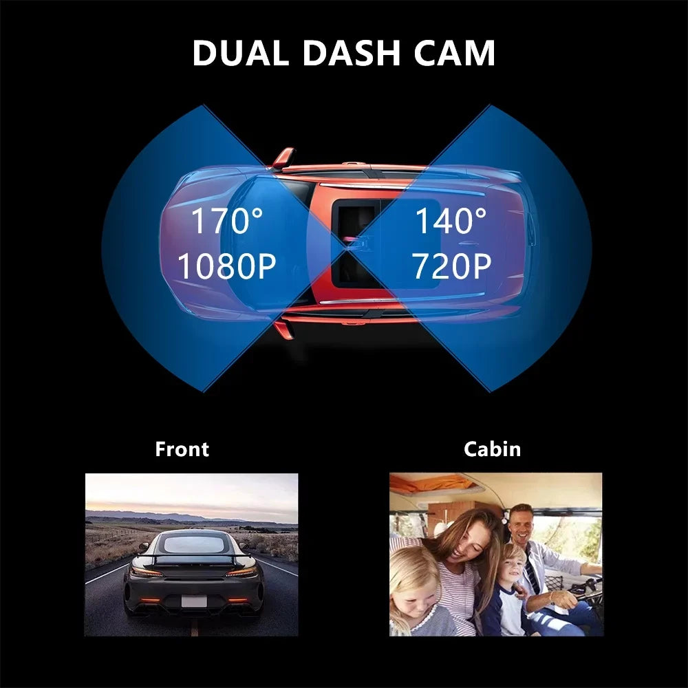 Cam Cam Driving WiFi with and Speed Dash and Mode, Dash Dash Camera FIEWESEY Inside, Dual Parking Recorder GPS 1080P Loop Recording Front