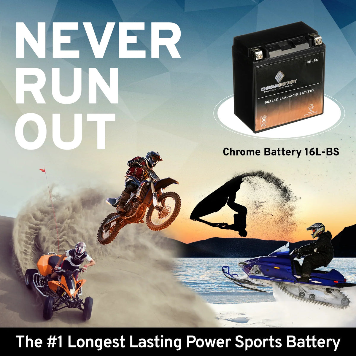 Sea-Doo Models 1995 Battery Brp Jet Replaces Es-16Clb Battery Ski Chrome Other for All Ytx16L-Bs