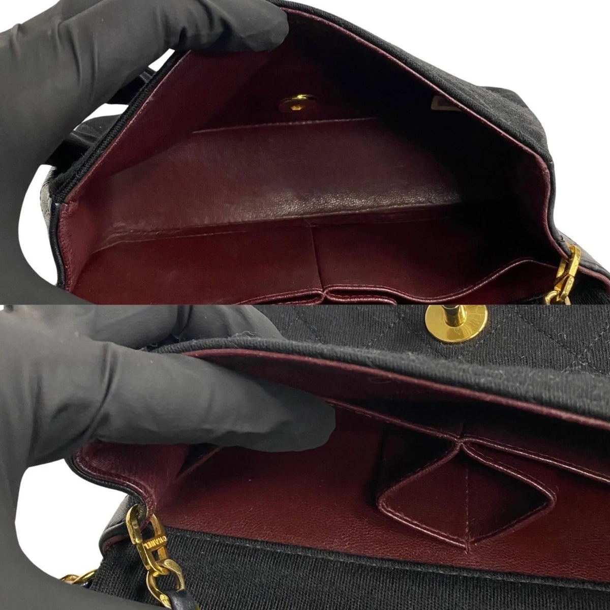Shoulder CHANEL Bag Cotton Turnlock Flap Chain Pre-Owned Lambskin (Good) Black 73960 Full Matelasse