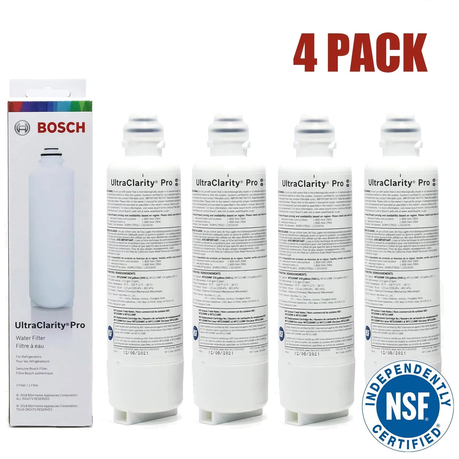 Replacement/Compatible Water Bosch 4 Filter, Pack of Pro BORPLFTR50,BORPLFTR55, RA450022, UltraClarity REPLFLTR55