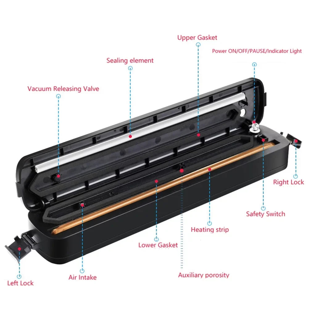 Machine Household -Fitbest 15 Air Vacuum Preservation Automatic Sealer Vacuum Bags, with Sealing Food Sealer System Black for