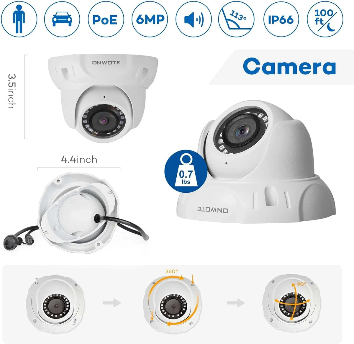 Vehicle PoE 16CH Detection, PoE 4K Camera Human for HDD Security Outdoor 24-7 Business 8MP AI IP Recording, & 16 4TB NVR Channel Surveillance 6MP pre-installed with Cameras, 16pcs ONWOTE System, 4K