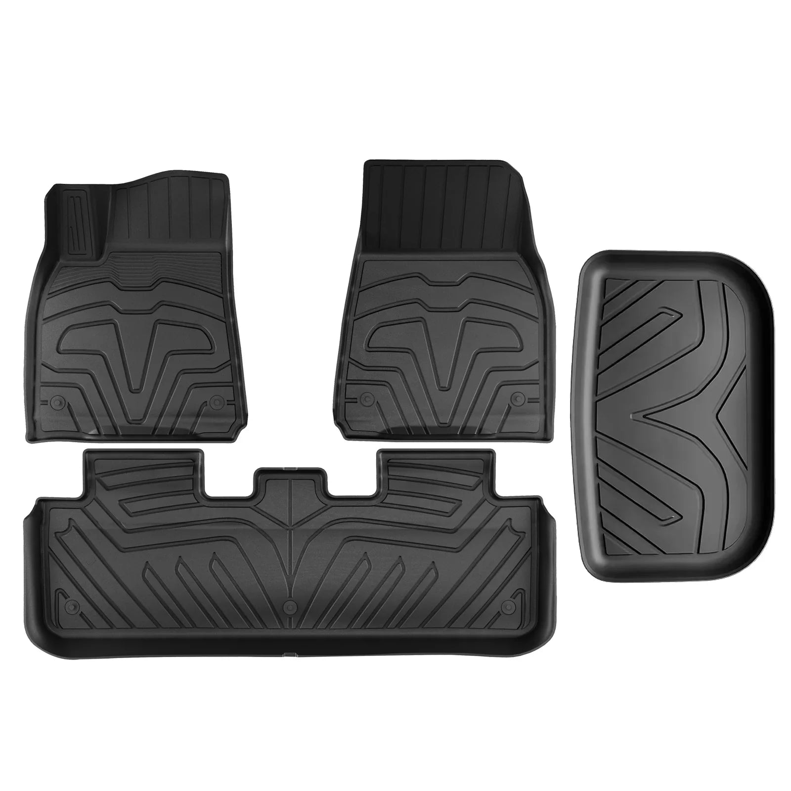 Y, Full 2nd Compatible Protection Floor Custom Mats Weather 2020-2023 All Tray TPE Motorsports Black Mats, 3D Trunk Floor Front Ikon Row Heavy Rear & Tesla + Liners, with Mat Set Cargo Model Duty