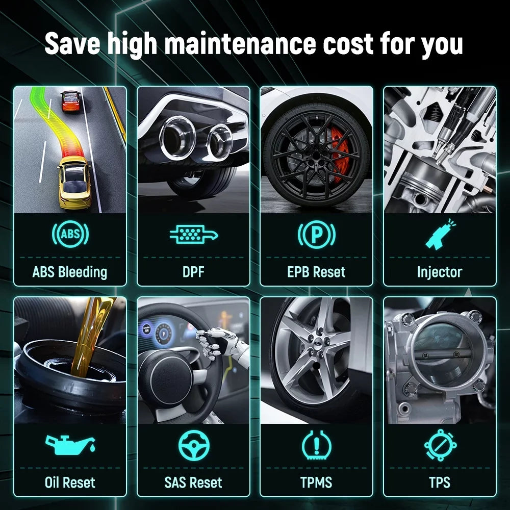 Throttle NT726 Diagnostic Injector Reset Reader System ABS Service Automotive All OBD2 Gift: 12 BMS Reset Automotive OBDII FOXWELL Scanner, Tester Code Suspension Coding Tool Bleeding Battery Scanner