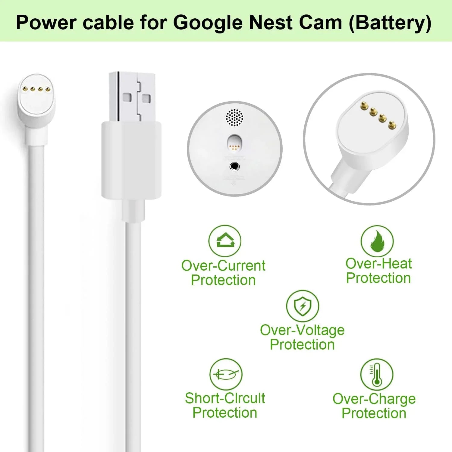 Power Weatherproof Cable Charging (y) ft/2m Only, Nest WOFTD Cord 6 for Cam - Google