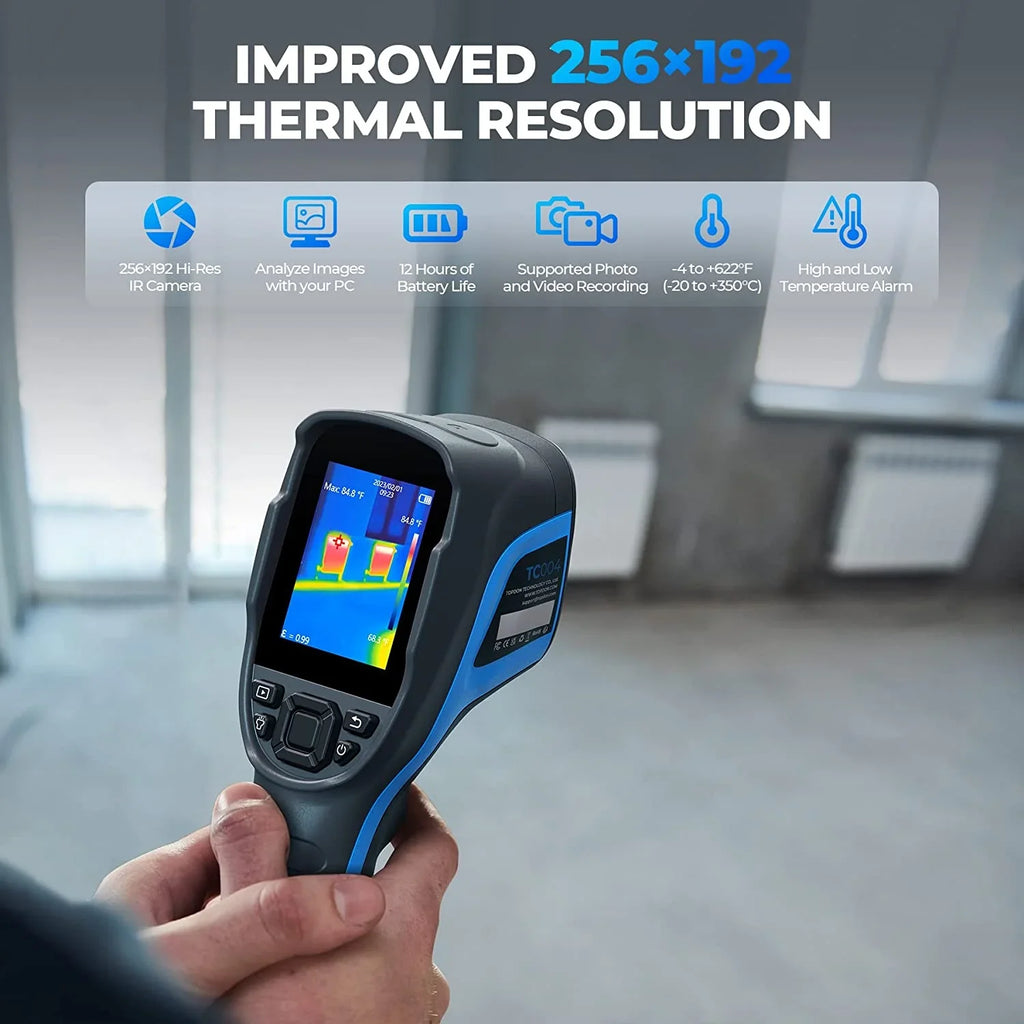 Thermal Handheld Camera 256 Infrared Battery Camera Life Thermal Imaging TC004 192 High x Camera, TOPDON IR Resolution 12-Hour
