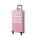 Trolley Zeng Makeup Case,Pink Train Rolling Case Drawers with Case Makeup