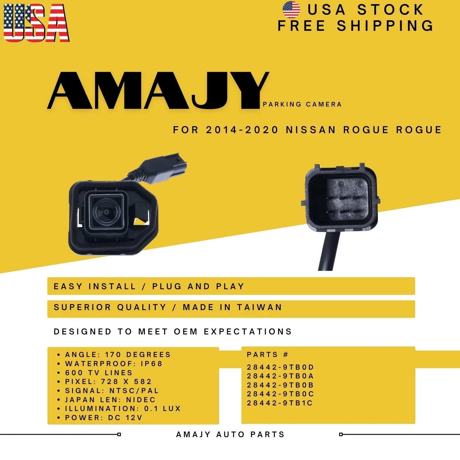 Replaces ROGUE Camera 28442-9TB0D Nissan 14-20 Backup Rogue 28442-9TB1C 28442-9TB0C 28442-9TB0B for 28442-9TB0A