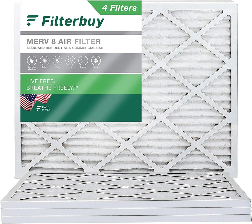 Filterbuy HVAC Filters Pleated 8 Air Furnace AC 21.5x23x1 MERV (4-Pack)