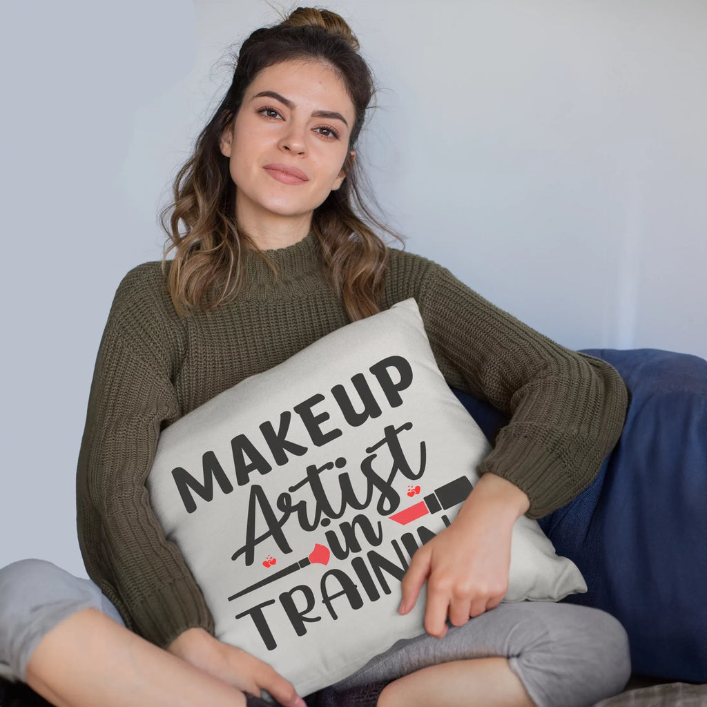 Gift Red Artist Lovers, for - Merch Pillow Cosmetologist, Design White Training Brush Beauty & 18X18 Makeup Fan for in Cover, w/ Makeup IN Themed Makeup or Artist Lipstick