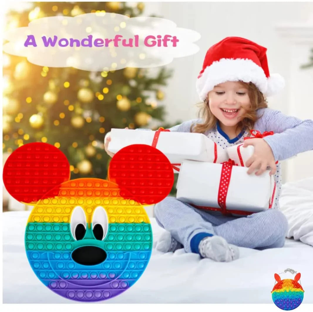 Teens Perfect Handbag, Mouse Popits Matching and Rainbow Large Popits with Gifts Red for Women