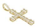 10K Diamond Gold Gold Cross 1.5" 2.75CT-Yellow Baguette