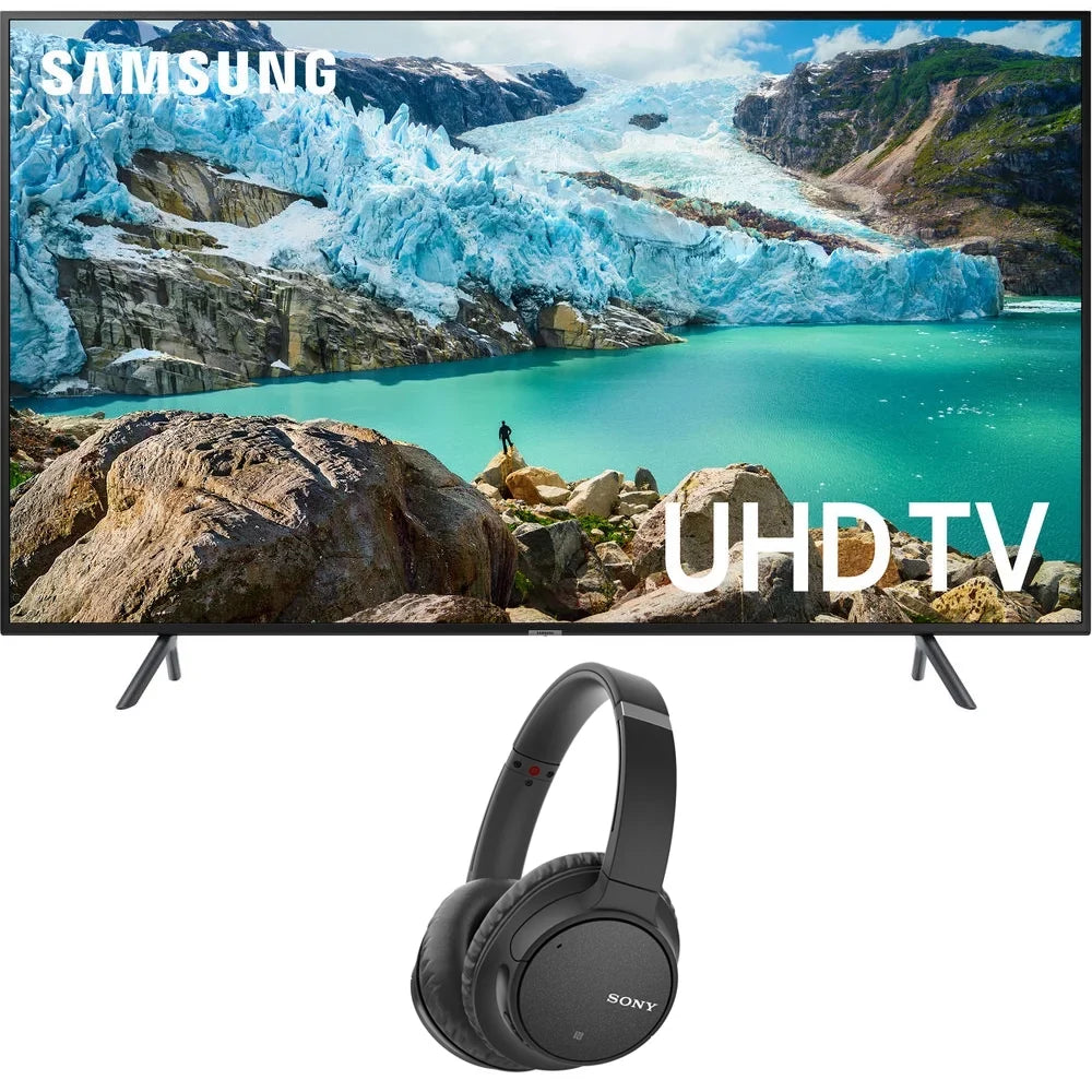 Canceling Black 50 2019 Smart with Noise Model TV Headphones Sony Bundle inch WH-CH700N UHD LED Wireless RU7100 4K Bluetooth Samsung