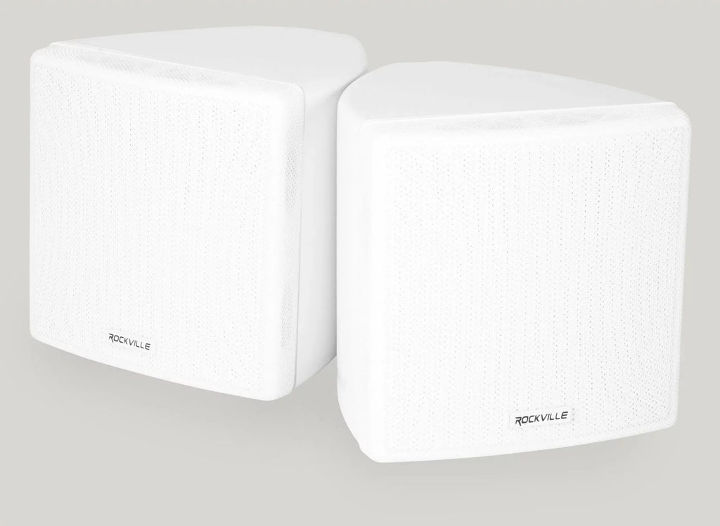 Kit Rockville Wall RPA40BT Speakers 4-Room White Audio Home Cube Receiver+(8)