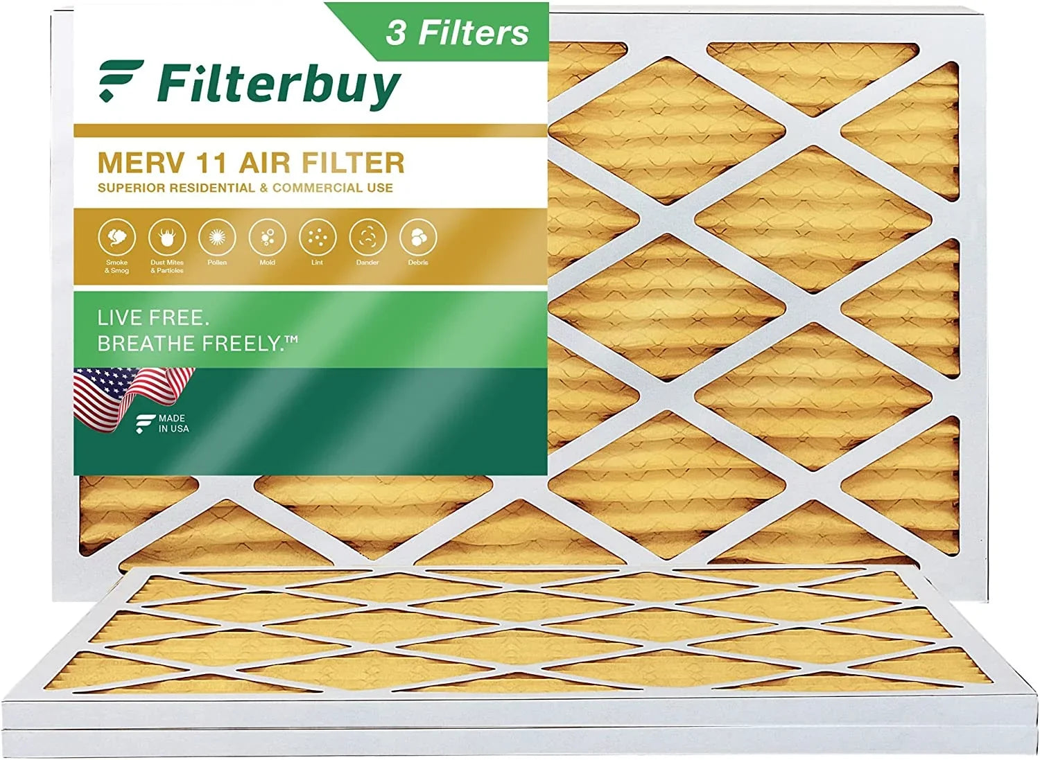 Filters Pleated Furnace 14x25x1 Filterbuy HVAC MERV Air AC (3-Pack) 11
