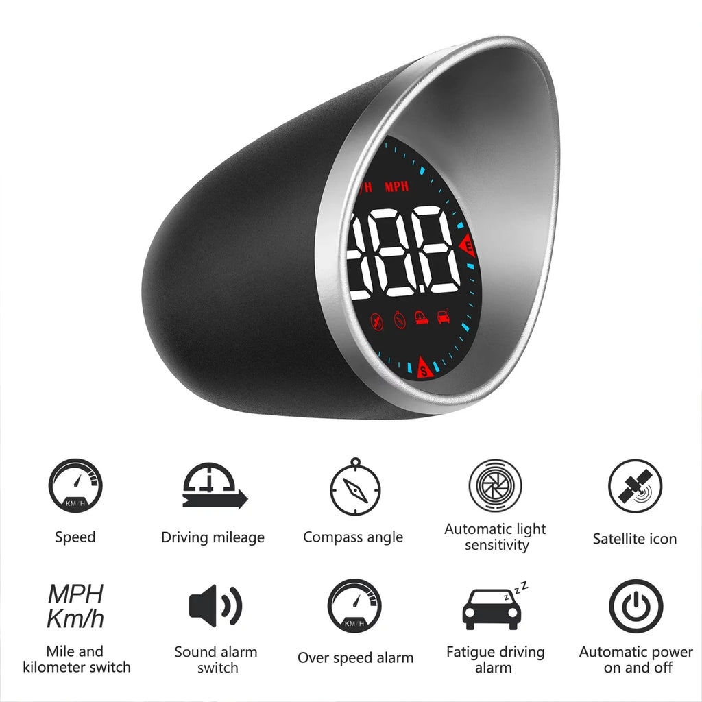 Digital Display Fatigue Overspeed Compass Head-up and Speedometer Driving Display Mileage, Arealer Angle, Driving CarCar